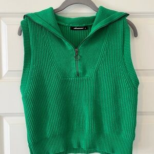 Olivaceous Green Sleeveless Knit Top